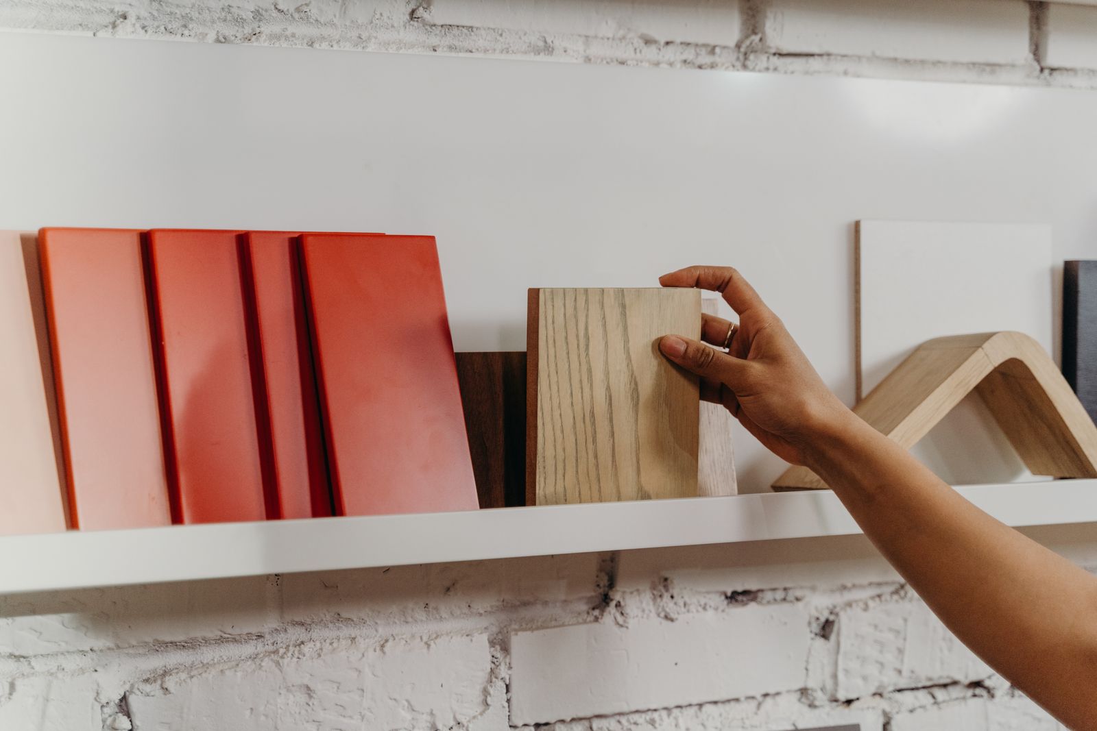Material samples laid out on a studio table